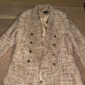 Aqua Cream and Tan Tweed Blazer